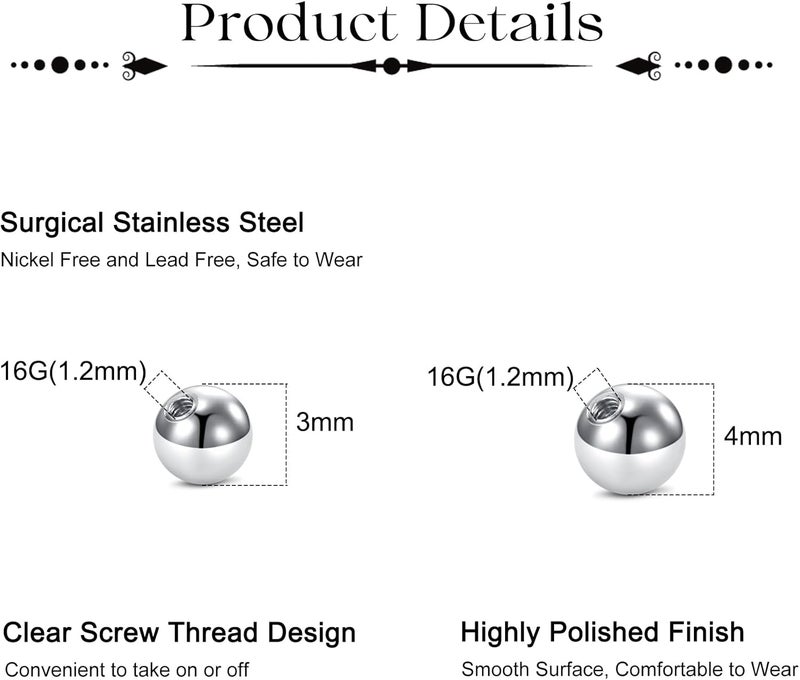 JFORYOU Fake Eyebrow Ring Fake Lip Labret Studs Replacement Balls Spike with 100pcs Sticker Non-Piercing Body Jewelry Fake Skin Piercing - Image 3
